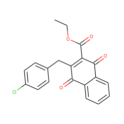 CCOC(=O)C1=C(Cc2ccc(Cl)cc2)C(=O)c2ccccc2C1=O ZINC000100380082