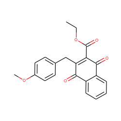 CCOC(=O)C1=C(Cc2ccc(OC)cc2)C(=O)c2ccccc2C1=O ZINC000100380071