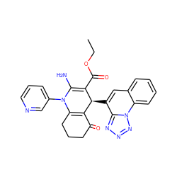 CCOC(=O)C1=C(N)N(c2cccnc2)C2=C(C(=O)CCC2)[C@@H]1c1cc2ccccc2n2nnnc12 ZINC000231389896