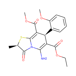 CCOC(=O)C1=C(N)N2C(=O)[C@@H](C)SC2=C(C(=O)OC)[C@H]1c1ccccc1OC ZINC000001075428