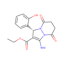 CCOC(=O)C1=C(N)N2C(=O)CCC(=O)N2[C@H]1c1ccccc1O ZINC001772650703