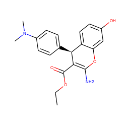 CCOC(=O)C1=C(N)Oc2cc(O)ccc2[C@@H]1c1ccc(N(C)C)cc1 ZINC000006366083