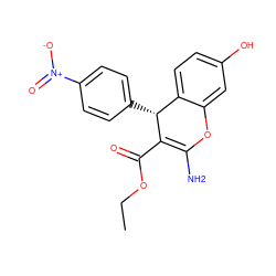 CCOC(=O)C1=C(N)Oc2cc(O)ccc2[C@H]1c1ccc([N+](=O)[O-])cc1 ZINC000001226952