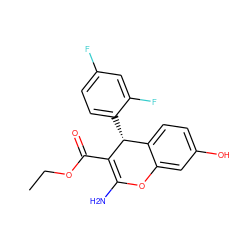 CCOC(=O)C1=C(N)Oc2cc(O)ccc2[C@H]1c1ccc(F)cc1F ZINC000000614461