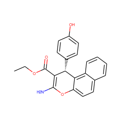 CCOC(=O)C1=C(N)Oc2ccc3ccccc3c2[C@H]1c1ccc(O)cc1 ZINC000000709211