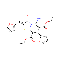 CCOC(=O)C1=C(N)n2c(s/c(=C\c3ccco3)c2=O)=C(C(=O)OCC)[C@@H]1c1ccco1 ZINC000002314932