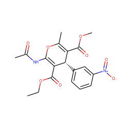 CCOC(=O)C1=C(NC(C)=O)OC(C)=C(C(=O)OC)[C@@H]1c1cccc([N+](=O)[O-])c1 ZINC000096272072