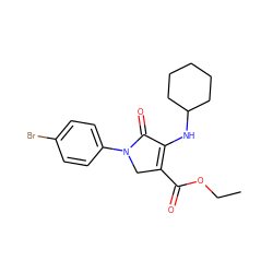 CCOC(=O)C1=C(NC2CCCCC2)C(=O)N(c2ccc(Br)cc2)C1 ZINC000084713183