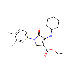 CCOC(=O)C1=C(NC2CCCCC2)C(=O)N(c2ccc(C)c(C)c2)C1 ZINC000084710052