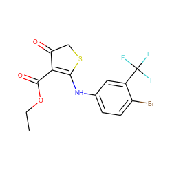 CCOC(=O)C1=C(Nc2ccc(Br)c(C(F)(F)F)c2)SCC1=O ZINC000101701220