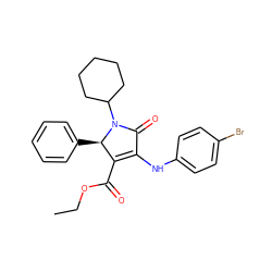 CCOC(=O)C1=C(Nc2ccc(Br)cc2)C(=O)N(C2CCCCC2)[C@@H]1c1ccccc1 ZINC000084711622