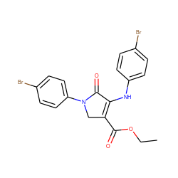 CCOC(=O)C1=C(Nc2ccc(Br)cc2)C(=O)N(c2ccc(Br)cc2)C1 ZINC000084712752