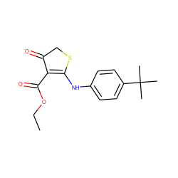 CCOC(=O)C1=C(Nc2ccc(C(C)(C)C)cc2)SCC1=O ZINC000101701234