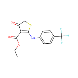 CCOC(=O)C1=C(Nc2ccc(C(F)(F)F)cc2)SCC1=O ZINC000008702656