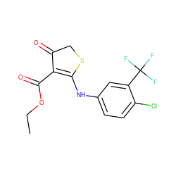 CCOC(=O)C1=C(Nc2ccc(Cl)c(C(F)(F)F)c2)SCC1=O ZINC000101701229