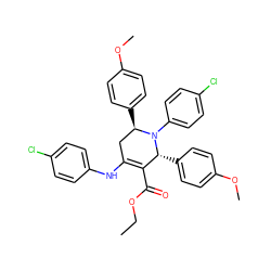 CCOC(=O)C1=C(Nc2ccc(Cl)cc2)C[C@@H](c2ccc(OC)cc2)N(c2ccc(Cl)cc2)[C@@H]1c1ccc(OC)cc1 ZINC000473090080