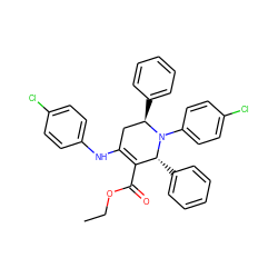 CCOC(=O)C1=C(Nc2ccc(Cl)cc2)C[C@@H](c2ccccc2)N(c2ccc(Cl)cc2)[C@@H]1c1ccccc1 ZINC000136083167