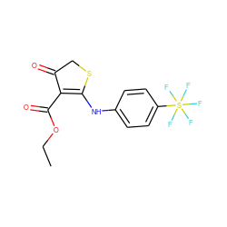 CCOC(=O)C1=C(Nc2ccc(S(F)(F)(F)(F)F)cc2)SCC1=O ZINC000101701239