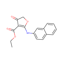 CCOC(=O)C1=C(Nc2ccc3ccccc3c2)OCC1=O ZINC000101701041