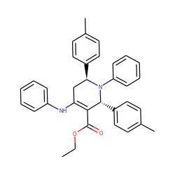 CCOC(=O)C1=C(Nc2ccccc2)C[C@@H](c2ccc(C)cc2)N(c2ccccc2)[C@@H]1c1ccc(C)cc1 ZINC000142974174