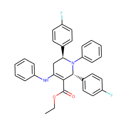 CCOC(=O)C1=C(Nc2ccccc2)C[C@@H](c2ccc(F)cc2)N(c2ccccc2)[C@@H]1c1ccc(F)cc1 ZINC000169464240