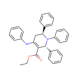 CCOC(=O)C1=C(Nc2ccccc2)C[C@@H](c2ccccc2)N(c2ccccc2)[C@@H]1c1ccccc1 ZINC000040899014