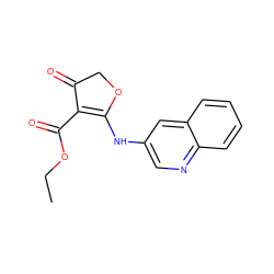 CCOC(=O)C1=C(Nc2cnc3ccccc3c2)OCC1=O ZINC000101701027