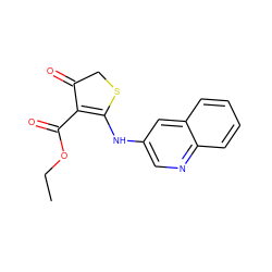 CCOC(=O)C1=C(Nc2cnc3ccccc3c2)SCC1=O ZINC000101701189