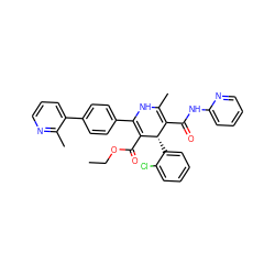 CCOC(=O)C1=C(c2ccc(-c3cccnc3C)cc2)NC(C)=C(C(=O)Nc2ccccn2)[C@@H]1c1ccccc1Cl ZINC000026847139