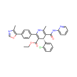 CCOC(=O)C1=C(c2ccc(-c3ocnc3C)cc2)NC(C)=C(C(=O)Nc2ccccn2)[C@@H]1c1ccccc1Cl ZINC000026831326