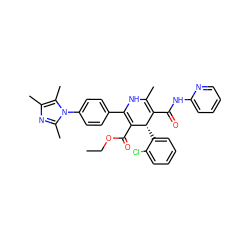 CCOC(=O)C1=C(c2ccc(-n3c(C)nc(C)c3C)cc2)NC(C)=C(C(=O)Nc2ccccn2)[C@@H]1c1ccccc1Cl ZINC000026835966