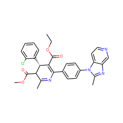 CCOC(=O)C1=C(c2ccc(-n3c(C)nc4cnccc43)cc2)N=C(C)C(C(=O)OC)[C@@H]1c1ccccc1Cl ZINC000001492557