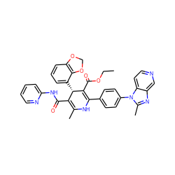 CCOC(=O)C1=C(c2ccc(-n3c(C)nc4cnccc43)cc2)NC(C)=C(C(=O)Nc2ccccn2)[C@@H]1c1cccc2c1OCO2 ZINC000026834161