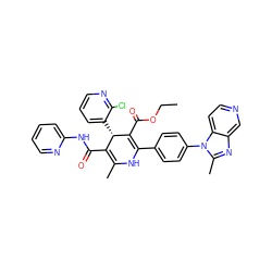 CCOC(=O)C1=C(c2ccc(-n3c(C)nc4cnccc43)cc2)NC(C)=C(C(=O)Nc2ccccn2)[C@@H]1c1cccnc1Cl ZINC000026837852