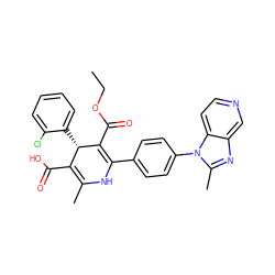 CCOC(=O)C1=C(c2ccc(-n3c(C)nc4cnccc43)cc2)NC(C)=C(C(=O)O)[C@@H]1c1ccccc1Cl ZINC000026840828