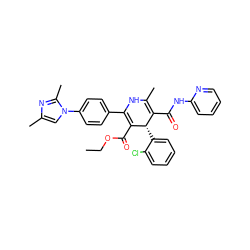 CCOC(=O)C1=C(c2ccc(-n3cc(C)nc3C)cc2)NC(C)=C(C(=O)Nc2ccccn2)[C@@H]1c1ccccc1Cl ZINC000026839507