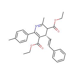 CCOC(=O)C1=C(c2ccc(C)cc2)N=C(C)C(C(=O)OCC)[C@@H]1/C=C/c1ccccc1 ZINC000027523367