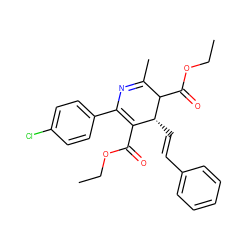 CCOC(=O)C1=C(c2ccc(Cl)cc2)N=C(C)C(C(=O)OCC)[C@@H]1/C=C/c1ccccc1 ZINC000027525523