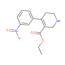 CCOC(=O)C1=C(c2cccc([N+](=O)[O-])c2)CCNC1 ZINC000028714345