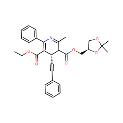 CCOC(=O)C1=C(c2ccccc2)N=C(C)C(C(=O)OC[C@H]2COC(C)(C)O2)[C@@H]1C#Cc1ccccc1 ZINC000026835054