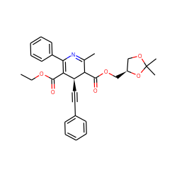 CCOC(=O)C1=C(c2ccccc2)N=C(C)C(C(=O)OC[C@H]2COC(C)(C)O2)[C@H]1C#Cc1ccccc1 ZINC000026824836