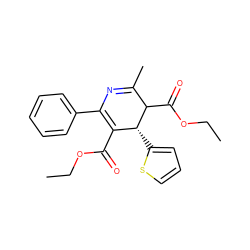 CCOC(=O)C1=C(c2ccccc2)N=C(C)C(C(=O)OCC)[C@@H]1c1cccs1 ZINC000026579206