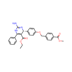 CCOC(=O)C1=C(c2ccccc2)NC(N)=N[C@@H]1c1ccc(OCc2ccc(C(=O)OC)cc2)cc1 ZINC000013688081