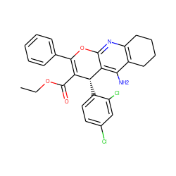 CCOC(=O)C1=C(c2ccccc2)Oc2nc3c(c(N)c2[C@@H]1c1ccc(Cl)cc1Cl)CCCC3 ZINC001772607960