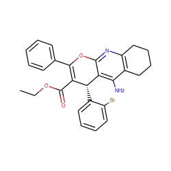 CCOC(=O)C1=C(c2ccccc2)Oc2nc3c(c(N)c2[C@@H]1c1ccccc1Br)CCCC3 ZINC001772614138