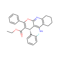 CCOC(=O)C1=C(c2ccccc2)Oc2nc3c(c(N)c2[C@@H]1c1ccccc1F)CCCC3 ZINC001772650365