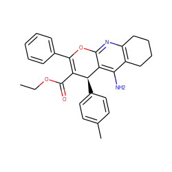 CCOC(=O)C1=C(c2ccccc2)Oc2nc3c(c(N)c2[C@H]1c1ccc(C)cc1)CCCC3 ZINC001772592785