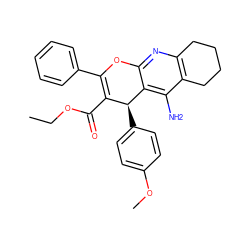 CCOC(=O)C1=C(c2ccccc2)Oc2nc3c(c(N)c2[C@H]1c1ccc(OC)cc1)CCCC3 ZINC001772597327