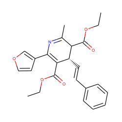 CCOC(=O)C1=C(c2ccoc2)N=C(C)C(C(=O)OCC)[C@@H]1/C=C/c1ccccc1 ZINC000027525285