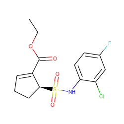 CCOC(=O)C1=CCC[C@@H]1S(=O)(=O)Nc1ccc(F)cc1Cl ZINC000028638013